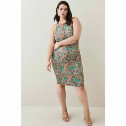 New ✨ KarenMillen Plus Size Chain Print Jersey Mini 👗 Dress For Female 💯