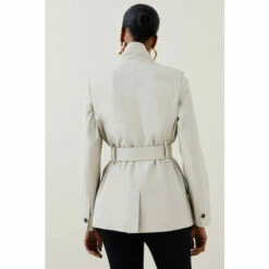 Best Sale 🤩 KarenMillen Leather Investment Notch Neck Short 🧥 Coat For Female 🎉 -Karen Millen Sales unnamed file 2814