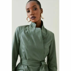 Best Sale 🤩 KarenMillen Leather Investment Notch Neck Short 🧥 Coat For Female 🎉 -Karen Millen Sales unnamed file 2819