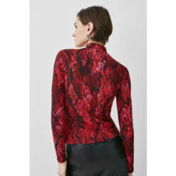 Discount 👏 KarenMillen Snake Print Key Hole Viscose Blend Jersey Top For Female ✨ -Karen Millen Sales unnamed file 283