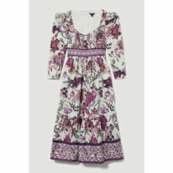 Deals 😍 KarenMillen Petite Lydia Millen Border Cotton Sateen Woven Midi 👗 Dress For Female 🔥 -Karen Millen Sales unnamed file 2831