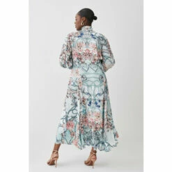 Best Pirce 🔥 KarenMillen Plus Size Mirrored Floral Satin Woven Midi 👗 Dress. For Female 💯 -Karen Millen Sales unnamed file 2837