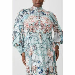 Best Pirce 🔥 KarenMillen Plus Size Mirrored Floral Satin Woven Midi 👗 Dress. For Female 💯 -Karen Millen Sales unnamed file 2839