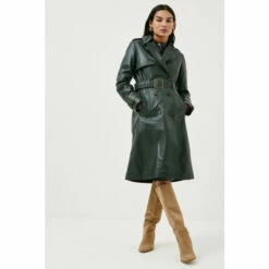 Best Pirce 🥰 KarenMillen Petite Leather Trench Belted Mac 🧥 Coat For Female 🛒 -Karen Millen Sales unnamed file 2861