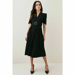 Best Sale 🎁 KarenMillen Petite Structured Crepe Forever Pleat Midi 👗 Dress For Female 🎉 -Karen Millen Sales unnamed file 2869