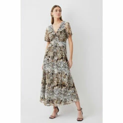 Best Pirce 🛒 KarenMillen Snake Print Mesh Knot Detail Midaxi 👗 Dress For Female 😀