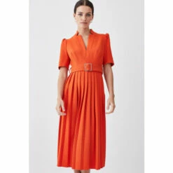 Best Sale 🎁 KarenMillen Petite Structured Crepe Forever Pleat Midi 👗 Dress For Female 🎉 -Karen Millen Sales unnamed file 2872
