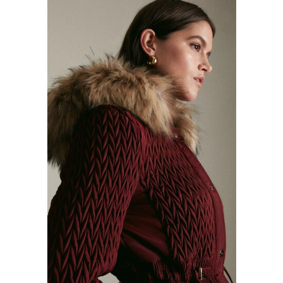 Coupon 😀 KarenMillen Signature Quilt Short Faux Fur Trim 🧥 Coat For Female 🎁 2 Coupon 😀 KarenMillen Signature Quilt Short Faux Fur Trim 🧥 Coat For Female 🎁 - Image 2