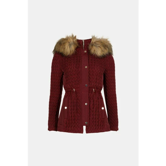 Coupon 😀 KarenMillen Signature Quilt Short Faux Fur Trim 🧥 Coat For Female 🎁 4 Coupon 😀 KarenMillen Signature Quilt Short Faux Fur Trim 🧥 Coat For Female 🎁 - Image 4