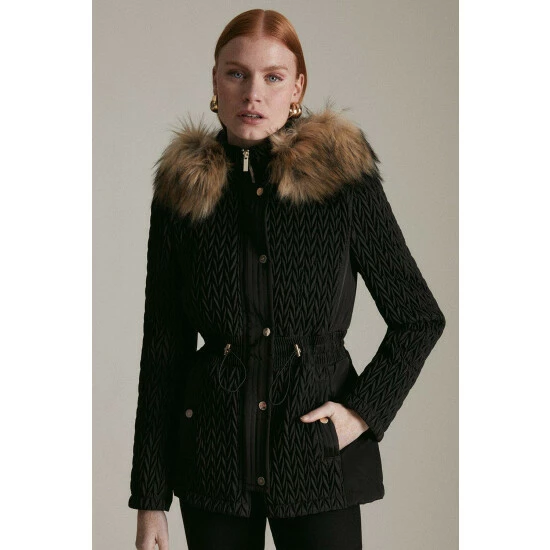 Coupon 😀 KarenMillen Signature Quilt Short Faux Fur Trim 🧥 Coat For Female 🎁 6 Coupon 😀 KarenMillen Signature Quilt Short Faux Fur Trim 🧥 Coat For Female 🎁 - Image 6