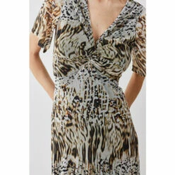 Best Pirce 🛒 KarenMillen Snake Print Mesh Knot Detail Midaxi 👗 Dress For Female 😀 -Karen Millen Sales unnamed file 289