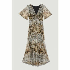 Best Pirce 🛒 KarenMillen Snake Print Mesh Knot Detail Midaxi 👗 Dress For Female 😀 -Karen Millen Sales unnamed file 290