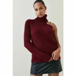 Coupon 🎁 KarenMillen Asymmetric Mid Gauge Cashmere Blend Jumper For Female 😍 -Karen Millen Sales unnamed file 2903