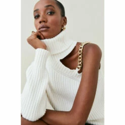 Coupon 🎁 KarenMillen Asymmetric Mid Gauge Cashmere Blend Jumper For Female 😍 -Karen Millen Sales unnamed file 2905