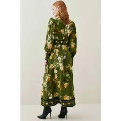 Outlet 🎉 KarenMillen Lydia Millen Floral Belted Woven Midi 👕 Shirt 👗 Dress For Female 🤩 -Karen Millen Sales unnamed file 2926