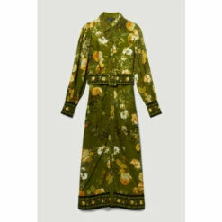 Outlet 🎉 KarenMillen Lydia Millen Floral Belted Woven Midi 👕 Shirt 👗 Dress For Female 🤩 -Karen Millen Sales unnamed file 2927