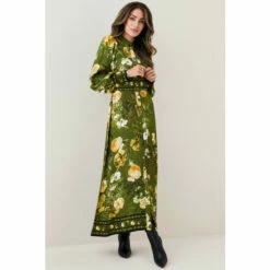 Outlet 🎉 KarenMillen Lydia Millen Floral Belted Woven Midi 👕 Shirt 👗 Dress For Female 🤩 -Karen Millen Sales unnamed file 2928