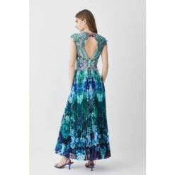 Cheap 👍 KarenMillen Metallic Guipure Lace Mirrored Pleat Midi 👗 Dress For Female 🌟 -Karen Millen Sales unnamed file 2937