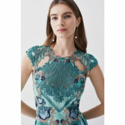 Cheap 👍 KarenMillen Metallic Guipure Lace Mirrored Pleat Midi 👗 Dress For Female 🌟 -Karen Millen Sales unnamed file 2939