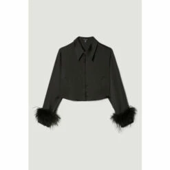 Best Sale 🔔 KarenMillen Feather Cuff Satin Woven 👕 Shirt For Female 🔥 -Karen Millen Sales unnamed file 2944