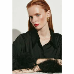 Best Sale 🔔 KarenMillen Feather Cuff Satin Woven 👕 Shirt For Female 🔥 -Karen Millen Sales unnamed file 2945
