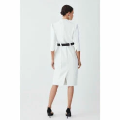 Coupon 😉 KarenMillen Petite Compact Stretch Belted Forever Belted Midi 👗 Dress For Female 👏 -Karen Millen Sales unnamed file 2956