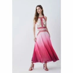 Top 10 🌟 KarenMillen Geo Guipure Metallic Woven Pleat Midi For Female ✔️ -Karen Millen Sales unnamed file 2963