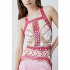 Top 10 🌟 KarenMillen Geo Guipure Metallic Woven Pleat Midi For Female ✔️ -Karen Millen Sales unnamed file 2964