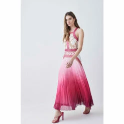 Top 10 🌟 KarenMillen Geo Guipure Metallic Woven Pleat Midi For Female ✔️ -Karen Millen Sales unnamed file 2965