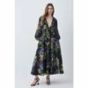 Top 10 😀 KarenMillen Silk Cotton Botanical Floral Woven Maxi 👗 Dress For Female ⌛