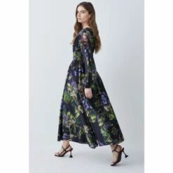 Top 10 😀 KarenMillen Silk Cotton Botanical Floral Woven Maxi 👗 Dress For Female ⌛ -Karen Millen Sales unnamed file 2968