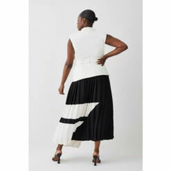 Best Sale 🎁 KarenMillen Plus Size Mono Tailored And Pleat Belted Midi 👗 Dress For Female ✨ -Karen Millen Sales unnamed file 2974