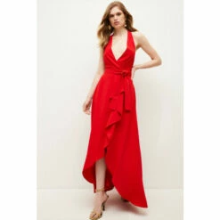Best reviews of 👍 KarenMillen Soft Tailored Waterfall Halter Maxi 👗 Dress For Female 🥰 -Karen Millen Sales unnamed file 2998
