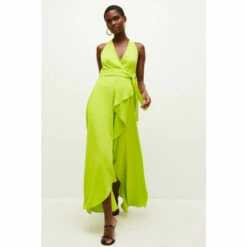 Best reviews of 👍 KarenMillen Soft Tailored Waterfall Halter Maxi 👗 Dress For Female 🥰 -Karen Millen Sales unnamed file 2999