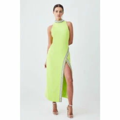 Outlet 🔔 KarenMillen Petite Crystal Embellished Woven Split Maxi For Female ✨ -Karen Millen Sales unnamed file 3036