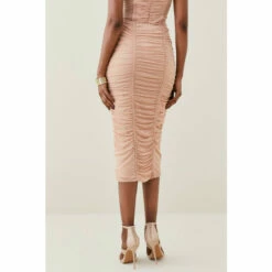 Best Sale 👍 KarenMillen Corset Detail Ruched Mesh Jersey Midi 👗 Skirt For Female 👍 -Karen Millen Sales unnamed file 3039