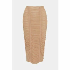 Best Sale 👍 KarenMillen Corset Detail Ruched Mesh Jersey Midi 👗 Skirt For Female 👍 -Karen Millen Sales unnamed file 3040