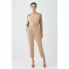 Coupon ⭐ KarenMillen Petite Compact Stretch Button Detail Slim Leg Jumpsuit For Female 😀