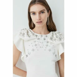 Coupon ✔️ KarenMillen Tall Embellished Stretch Woven Midi 👗 Dress For Female 🔔 -Karen Millen Sales unnamed file 3052