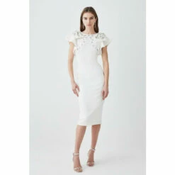 Coupon ✔️ KarenMillen Tall Embellished Stretch Woven Midi 👗 Dress For Female 🔔 -Karen Millen Sales unnamed file 3053