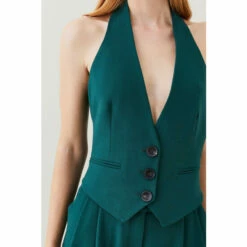 Top 10 🤩 KarenMillen Structured Crepe Waistcoat For Female ❤️