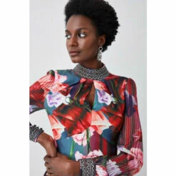 Cheapest 😀 KarenMillen Tall Diamante Trim Floral Woven Mini 👗 Dress For Female ✨ -Karen Millen Sales unnamed file 3078