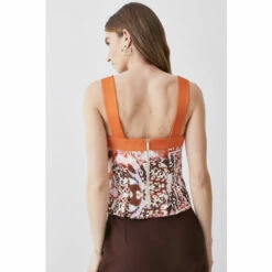 Flash Sale 😉 KarenMillen Topstitch Detail Mixed Animal Top For Female ✨ -Karen Millen Sales unnamed file 308