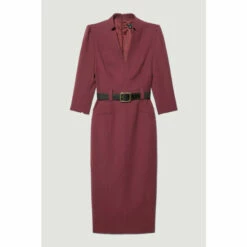 Cheap 🧨 KarenMillen Tall Structured Crepe Belted Forever Midi 👗 Dress For Female 👏 -Karen Millen Sales unnamed file 3088