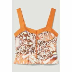 Flash Sale 😉 KarenMillen Topstitch Detail Mixed Animal Top For Female ✨ -Karen Millen Sales unnamed file 309