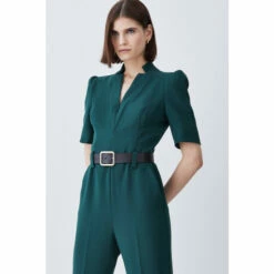 Buy 👏 KarenMillen Petite Compact Stretch Forever Belt Jumpsuit For Female 👏
