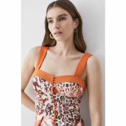 Flash Sale 😉 KarenMillen Topstitch Detail Mixed Animal Top For Female ✨ -Karen Millen Sales unnamed file 310