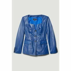 Cheap 🔥 KarenMillen Leather V Neck Long Sleeve Button Front Top For Female ❤️ -Karen Millen Sales unnamed file 3135