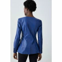 Cheap 🔥 KarenMillen Leather V Neck Long Sleeve Button Front Top For Female ❤️ -Karen Millen Sales unnamed file 3136