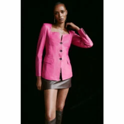 Cheap 🔥 KarenMillen Leather V Neck Long Sleeve Button Front Top For Female ❤️ -Karen Millen Sales unnamed file 3139